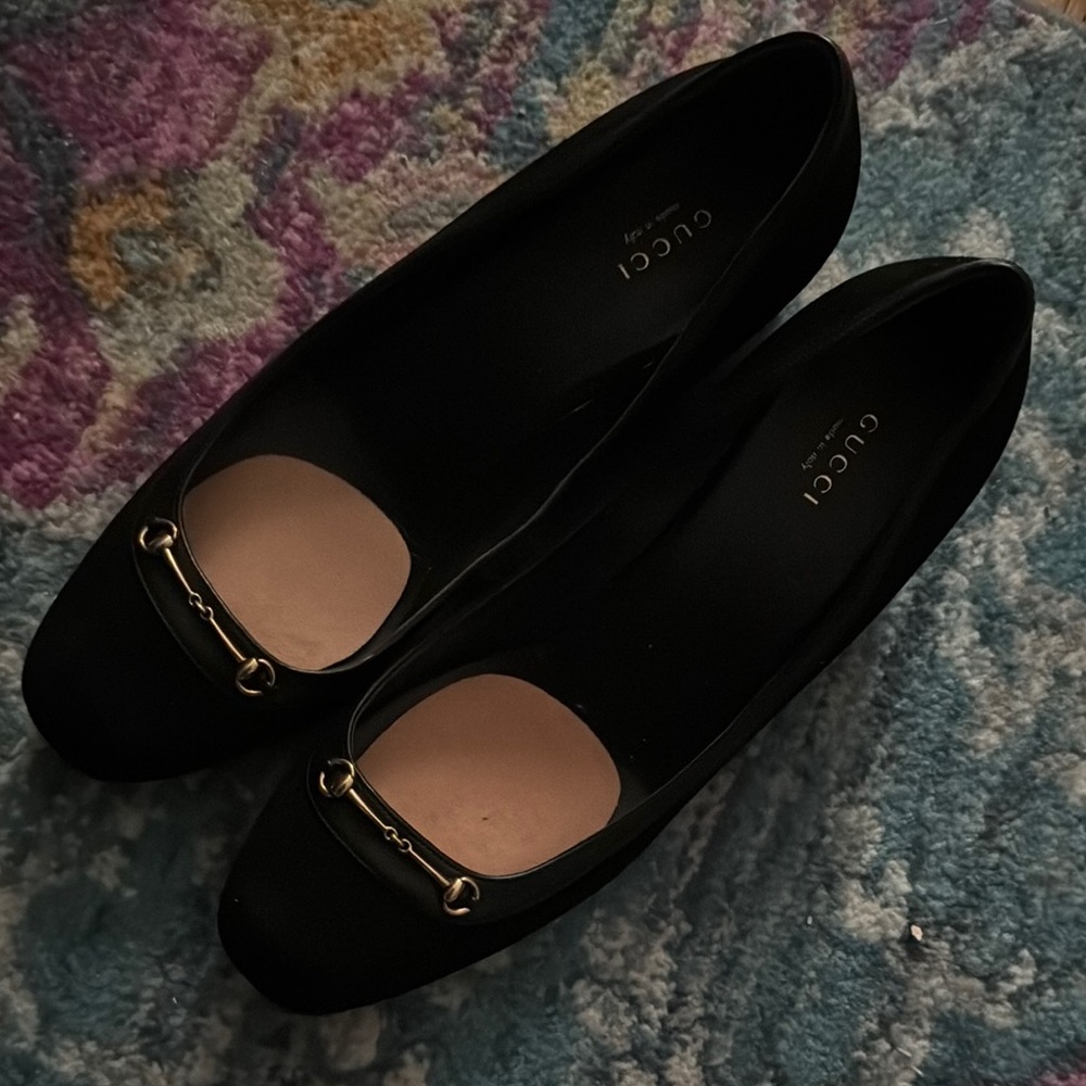 Gucci Black Loafers with Gold Detail